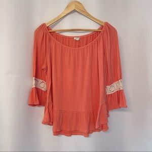 Eyeshadow Embroidered Off the Shoulder Peplum Top